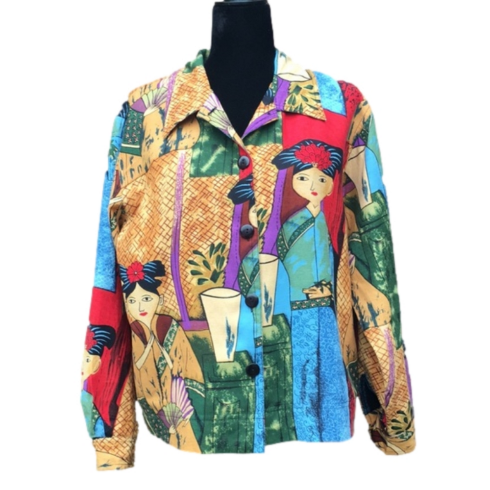 KAKTUS Abstract Asian Inspired Jacket. Size Medium